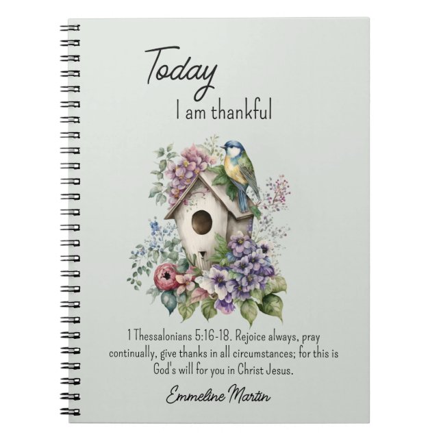 Christliche Danksagbibel Verse Birdhouse Notizblock (Vorderseite)