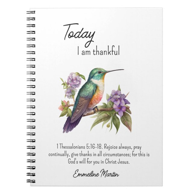 Christliche Danksagbibel Verse Hummingbird Notizblock (Vorderseite)