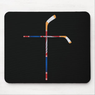 Christliche Eishockeyschläger überqueren den Glaub Mousepad