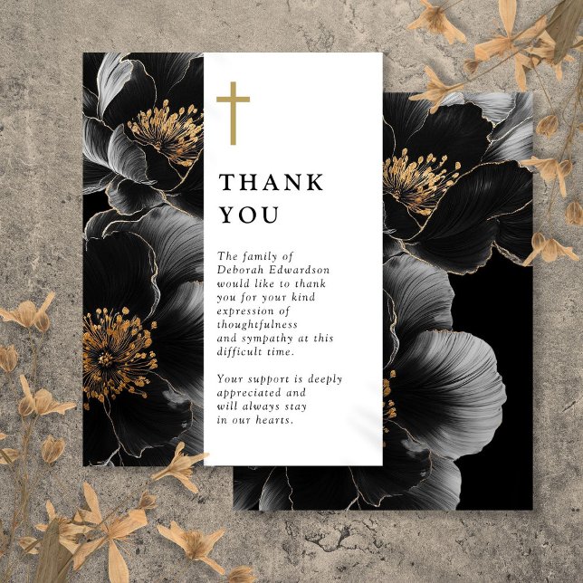 Christliche, elegante Blumenfeier Dankeskarte (Christian Elegant Floral Celebration Of Life Thank You Card)