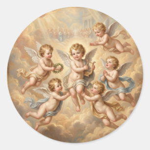 Christliche Engel im Himmel Runder Aufkleber