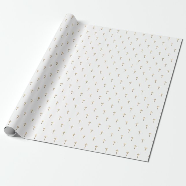 Christliche Event-Imitate Gold Cross-Muster Geschenkpapier (Ungerollt)