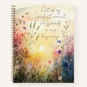 Christliche farbenfrohe Wildblumen Wasserfarben Ve Notizbuch