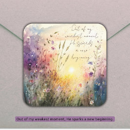 Christliche farbenfrohe Wildblumen Wasserfarben Ve Quadratischer Aufkleber