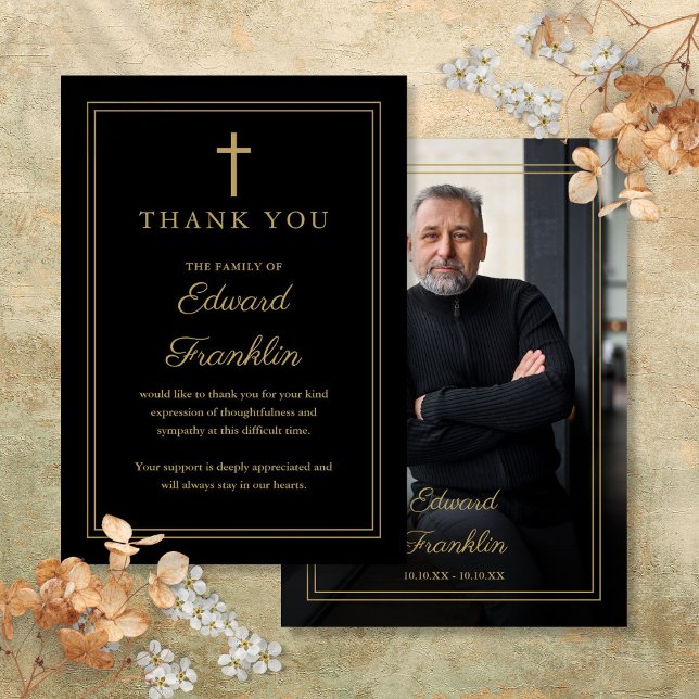 Christliche Feier zum Foto der Beerdigung Dankeskarte (Christian Celebration Of Life Funeral Photo Thank You Card)