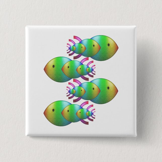 Christliche Fisch-Symbol-Familien Button (Vorderseite)