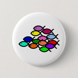 Christliche Fisch-Symbole - Regenbogen-Schule - Button