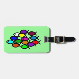Christliche Fisch-Symbole - Regenbogen-Schule - Gepäckanhänger