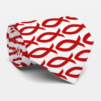Christliche Fische, rot und weiß Symbol Necktie Krawatte
