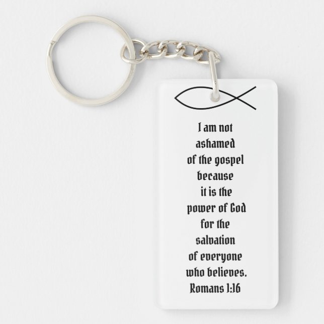 Christliche Fischrogen 1:16 Custom Bible Verse Schlüsselanhänger (Vorderseite)