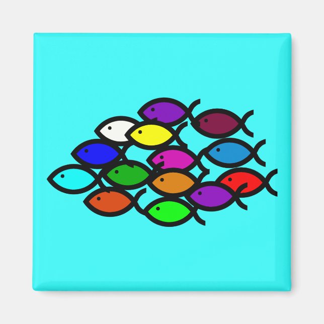 Christliche Fischzeichen - Regenbogenschule - Magnet (Vorne)