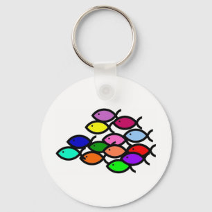 Christliche Fischzeichen - Regenbogenschule - Schlüsselanhänger