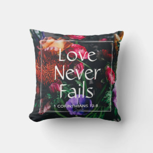Christliche florale LIEBE VERSAGE NIE Valentin Kissen