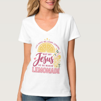 Christliche Frauen Jesus Limonade V-Ausschnitt T-S T-Shirt