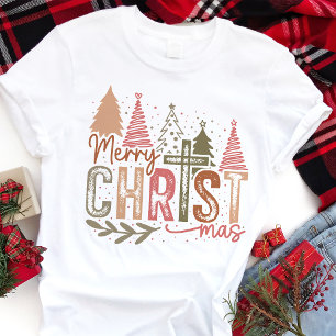 Christliche Frohe Weihnachten Rustikale Bäume Tri-Blend Shirt
