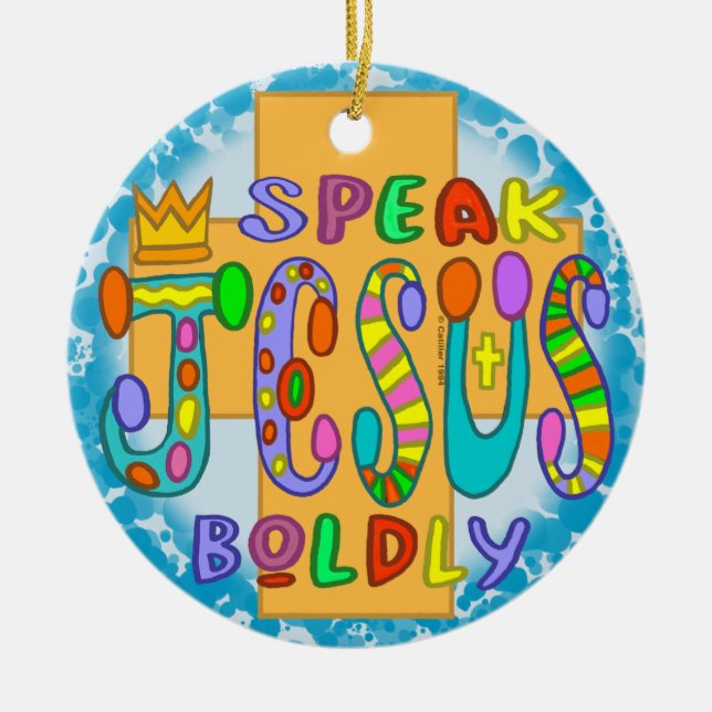 Christliche Funky Jesus Blue Ornament (Vorne)