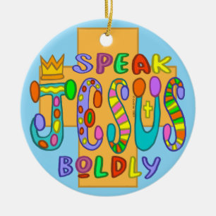 Christliche Funky Jesus Blue Ornament
