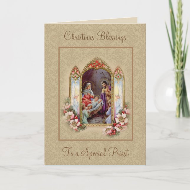 Christliche Geburt Jesu Vintage Religiöse Feiertagskarte (Vorderseite)
