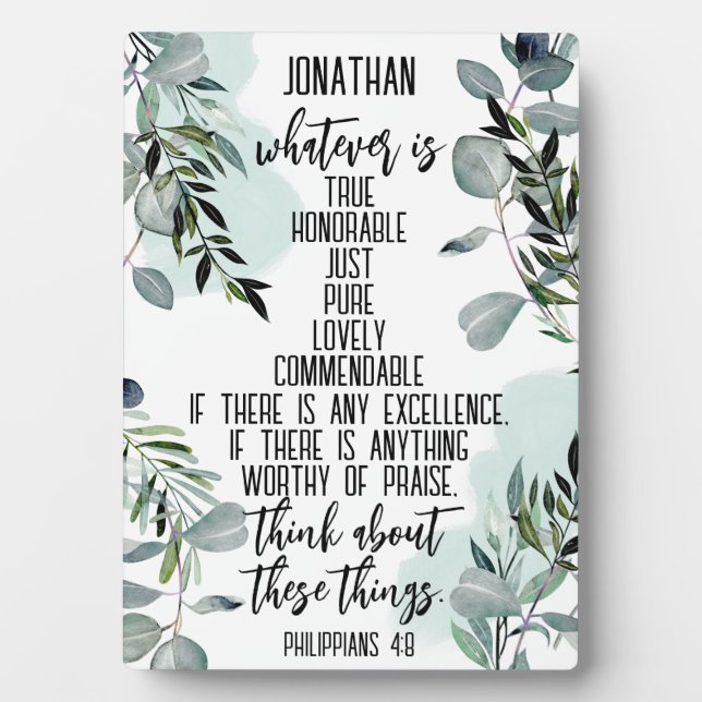 Christliche Geschenkbibel Verse Philippianer 4 8 B Fotoplatte (Vorderseite)