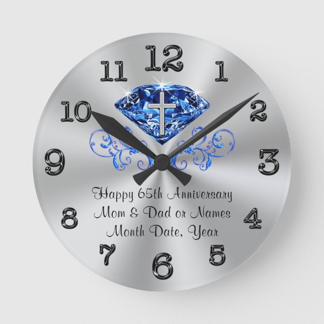 Christliche Geschenke zum 65. Jubiläum, Eltern, Fr Runde Wanduhr (Vorderseite)