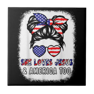 Christliche Girl-Lieben Jesus & America Shirt 4. J Fliese