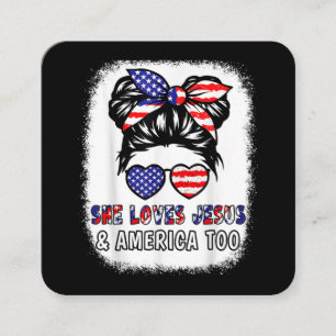Christliche Girl-Lieben Jesus & America Shirt 4. J Quadratische Visitenkarte