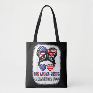 Christliche Girl-Lieben Jesus & America Shirt 4. J Tasche