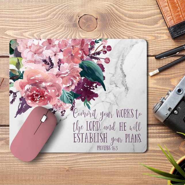 Christliche Girl Vintage Blumenblume Bibel Verse Mousepad (Von Creator hochgeladen)