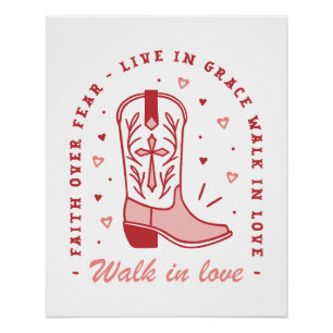 Christliche Girl-Zitate gehen in Liebe rosa Ästhet Poster