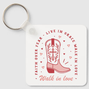 Christliche Girl-Zitate gehen in Liebe rosa Ästhet Schlüsselanhänger