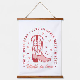 Christliche Girl-Zitate gehen in Liebe rosa Ästhet Wandteppich Mit Holzrahmen