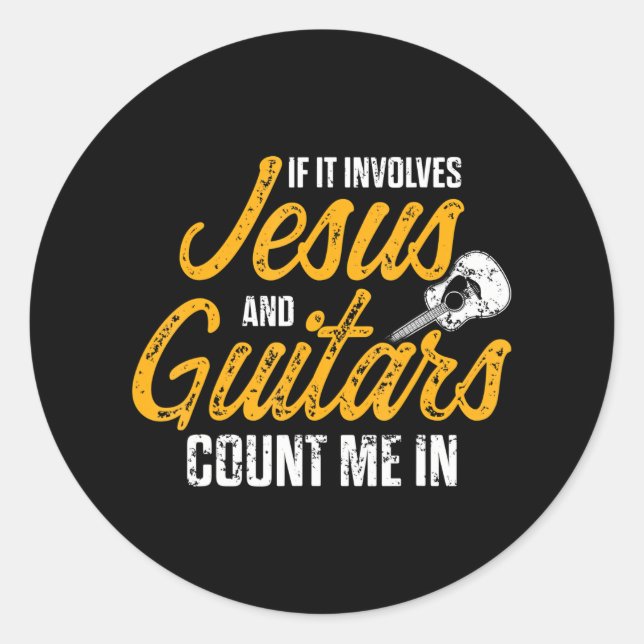 Christliche Gitarrist Jesus Church Worship Guitar Runder Aufkleber (Vorderseite)