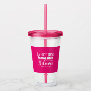 Christliche Glaubensbibel Verse glauben Hot Pink Acryltrinkbecher