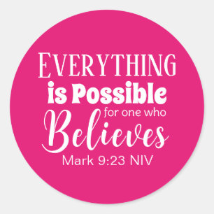 Christliche Glaubensbibel Verse glauben Hot Pink Runder Aufkleber