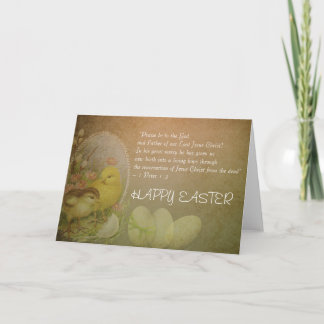 Christliche glückliche Ostern-Bibel-Vers-Hühner Feiertagskarte