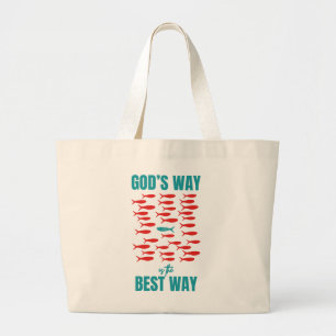 Christliche GOD'S WAY BEST WAY Sardines Jumbo Stoffbeutel
