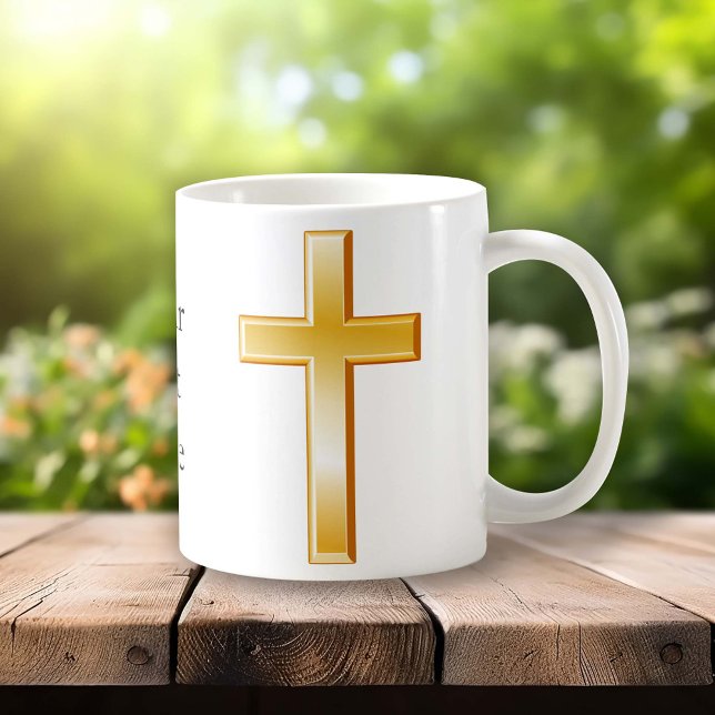 Christliche Gold Cross-Tasse Kaffeetasse (Gold cross, symbol of Christian faith. Customize with your name, organization or message. )