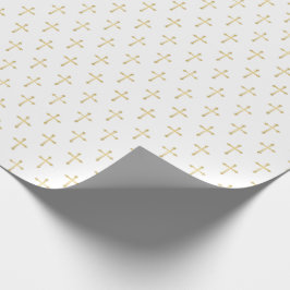 Christliche, goldfarbene Kreuze auf Weiß Geschenkpapier