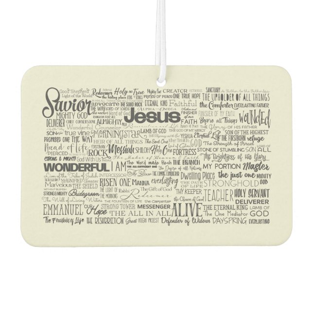 Christliche Gottesbezeichnungen Typografie Autolufterfrischer (Vorderseite)