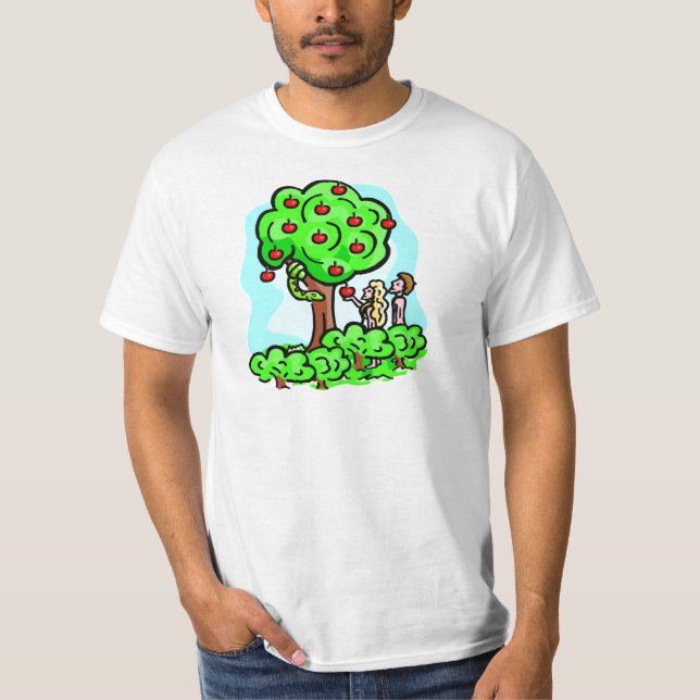Christliche Grafik Adams und Eves T-Shirt (Vorderseite)