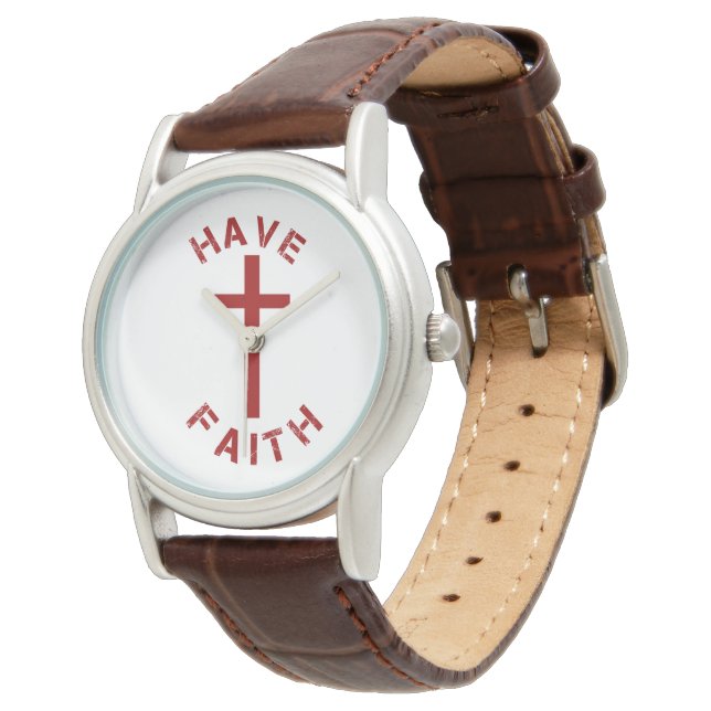 Christliche haben das Rote Kreuz und Textdesign Armbanduhr (Schrägansicht)