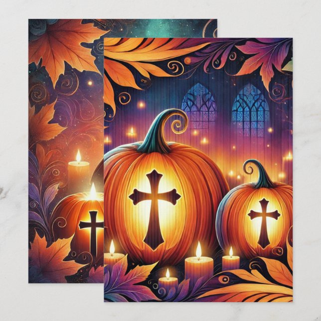 Christliche Halloween-Kürbis, druckbar Einladung (Vorne/Hinten)