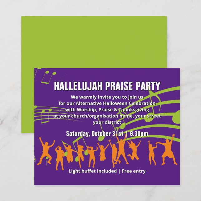 Christliche Halloween-PRAISE-Party Einladung (Vorne/Hinten)
