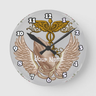 Christliche Hände pflegen  Runde Wanduhr
