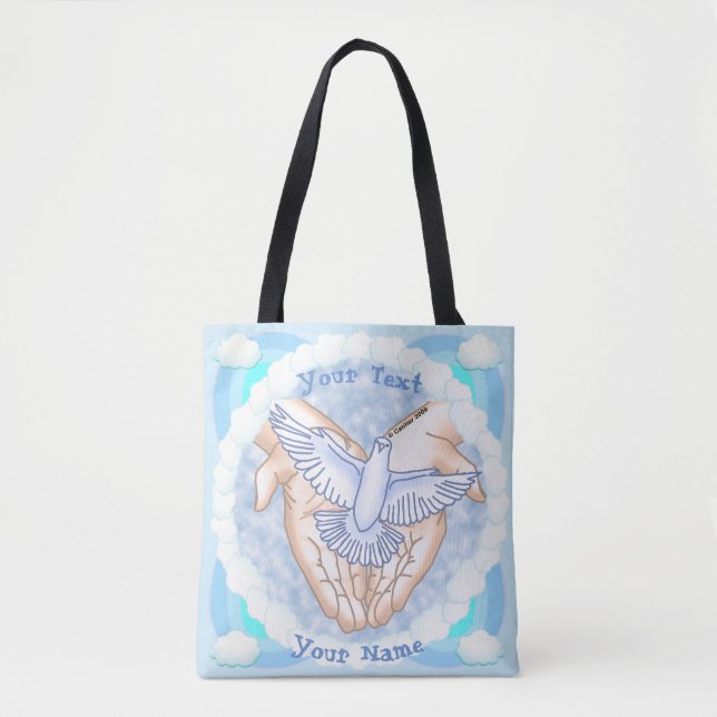 Christliche Hände Taube Tragetasche Tasche (Vorderseite)