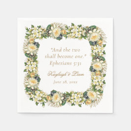 Christliche Hochzeit der Blumen-Weißen-Bibel Serviette