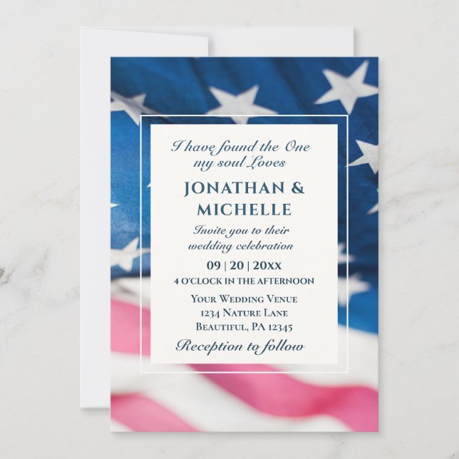 Christliche Hochzeit der Patriotischen Amerikanisc Einladung (Vorderseite)