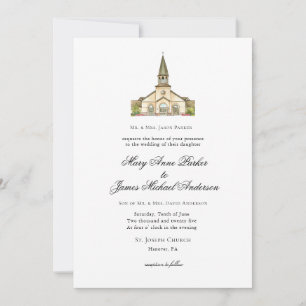 Christliche Hochzeit der Wasserfarbenkapelle Einladung