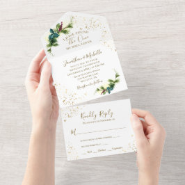 Christliche Hochzeit im eleganten Wald All In One Einladung