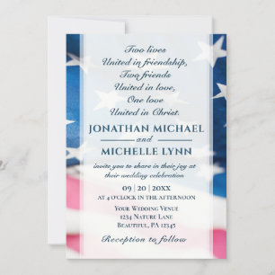 Christliche Hochzeit unter patriotischer amerikani Einladung